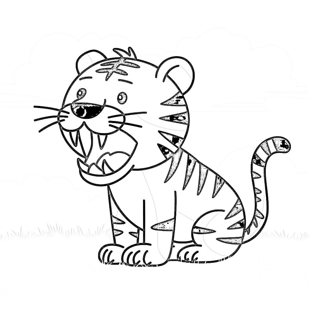 Coloriage Dessine un joli Tigre chibi à imprimer