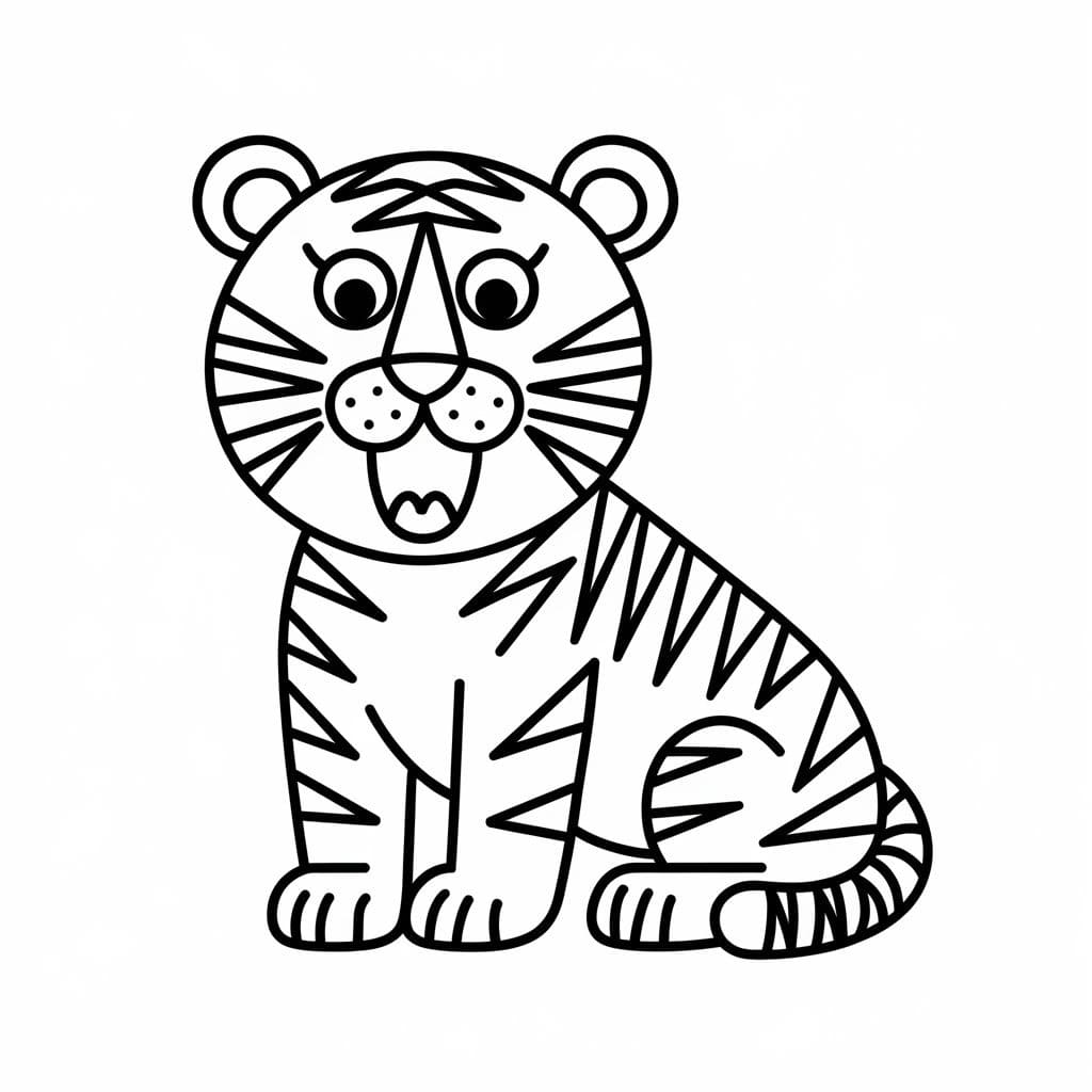 Coloriage Dessine un Tigre très mignon à imprimer