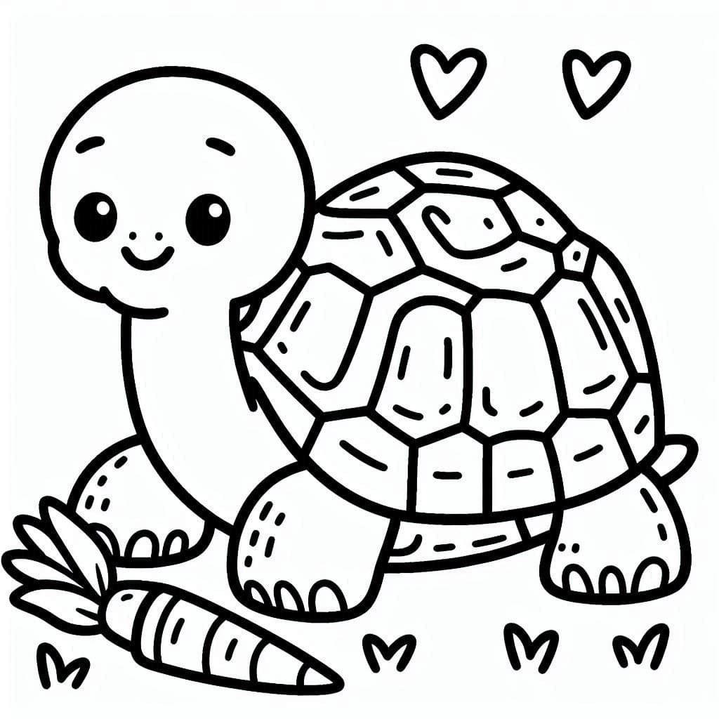 Coloriage Dessine une tortue et des carottes