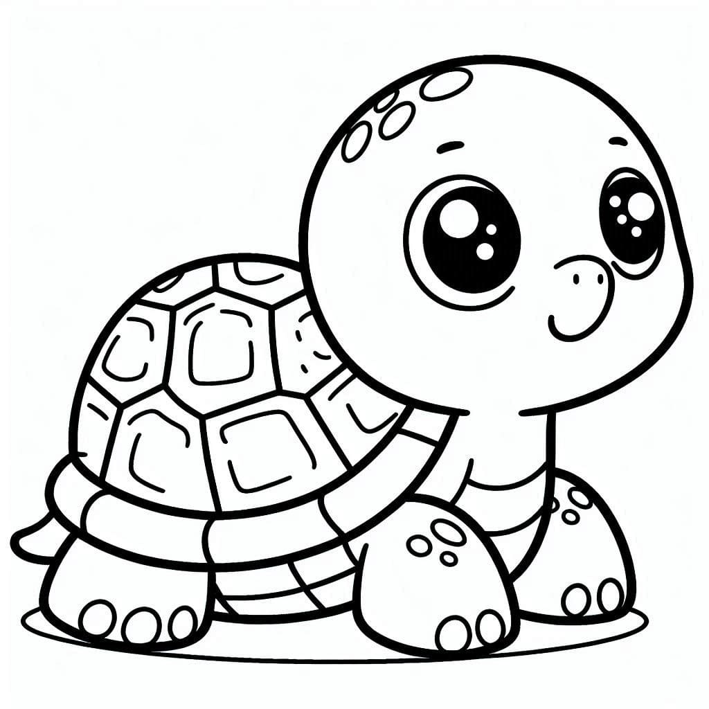 Coloriage Dessine une tortue heureuse