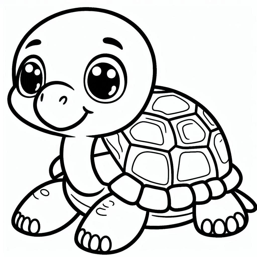 Coloriage Dessine une tortue mignonne