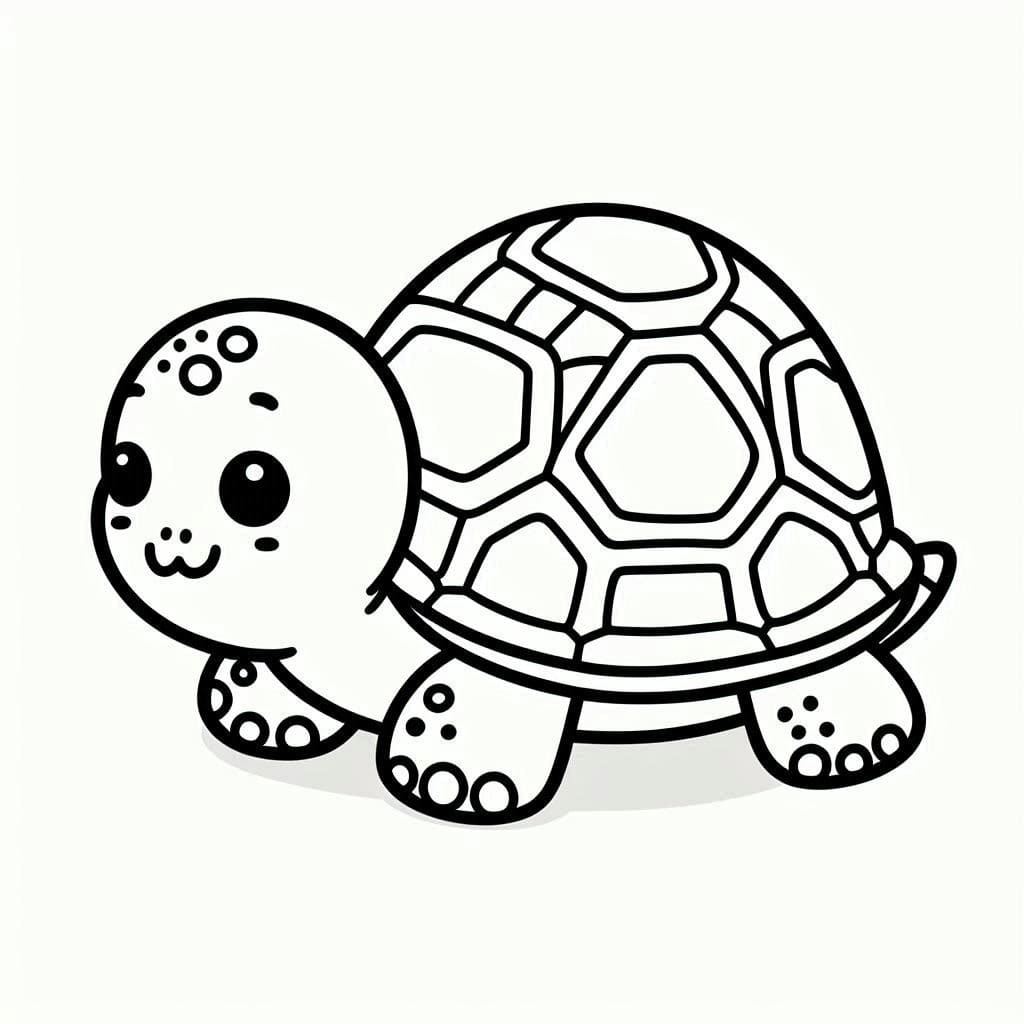 Coloriage Dessine une tortue souriante et mignonne