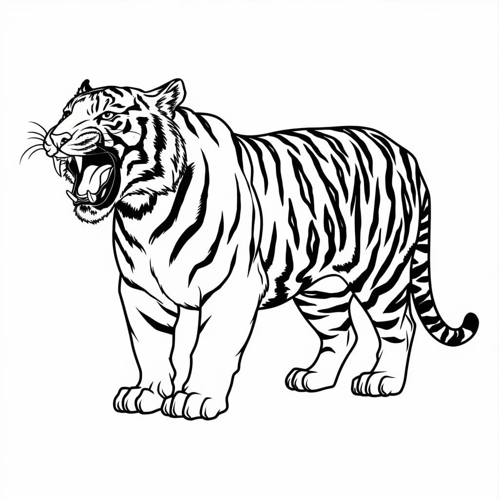 Coloriage Dessiner la base Tigre gratuitement à imprimer