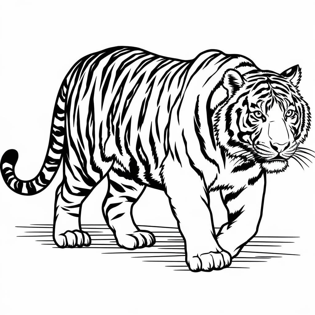 Coloriage Dessiner Tigre Basic Gratuit à imprimer