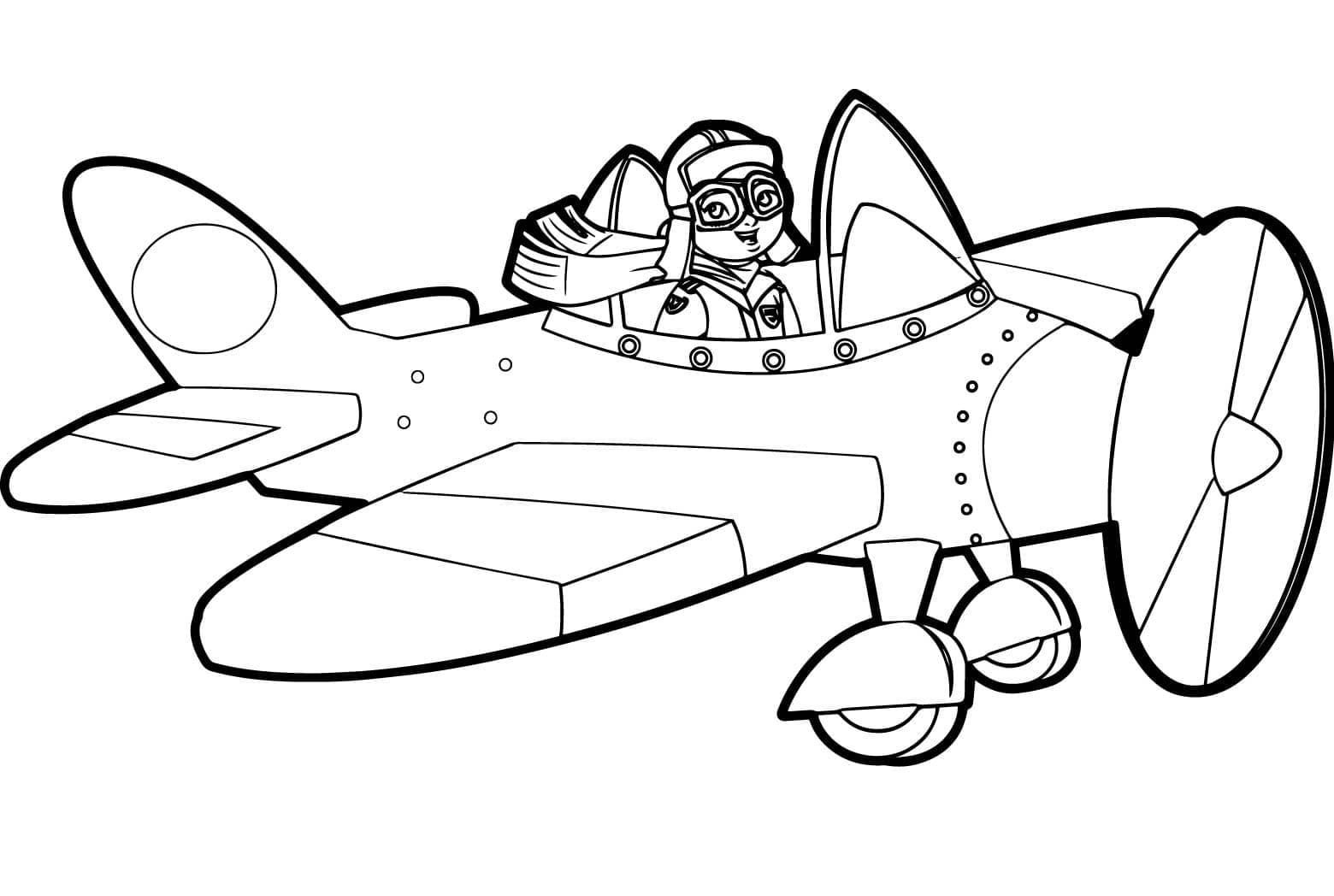 Coloriage Petit pilote dans l’avion à imprimer