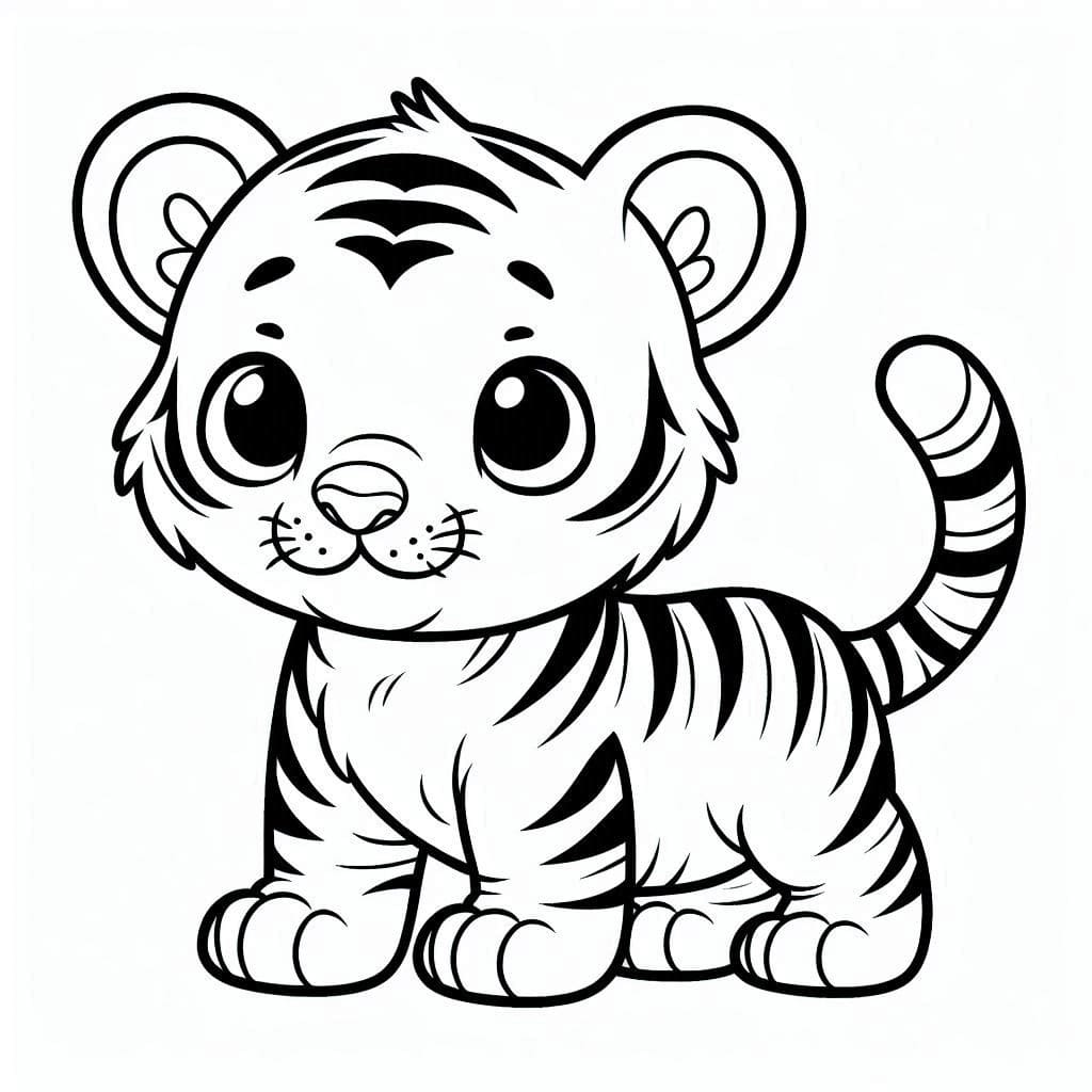 Coloriage Tigre bébé imprimable à imprimer