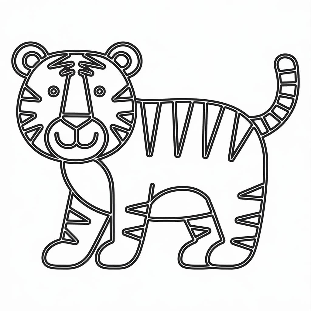 Coloriage Tigre dessine facilement à imprimer