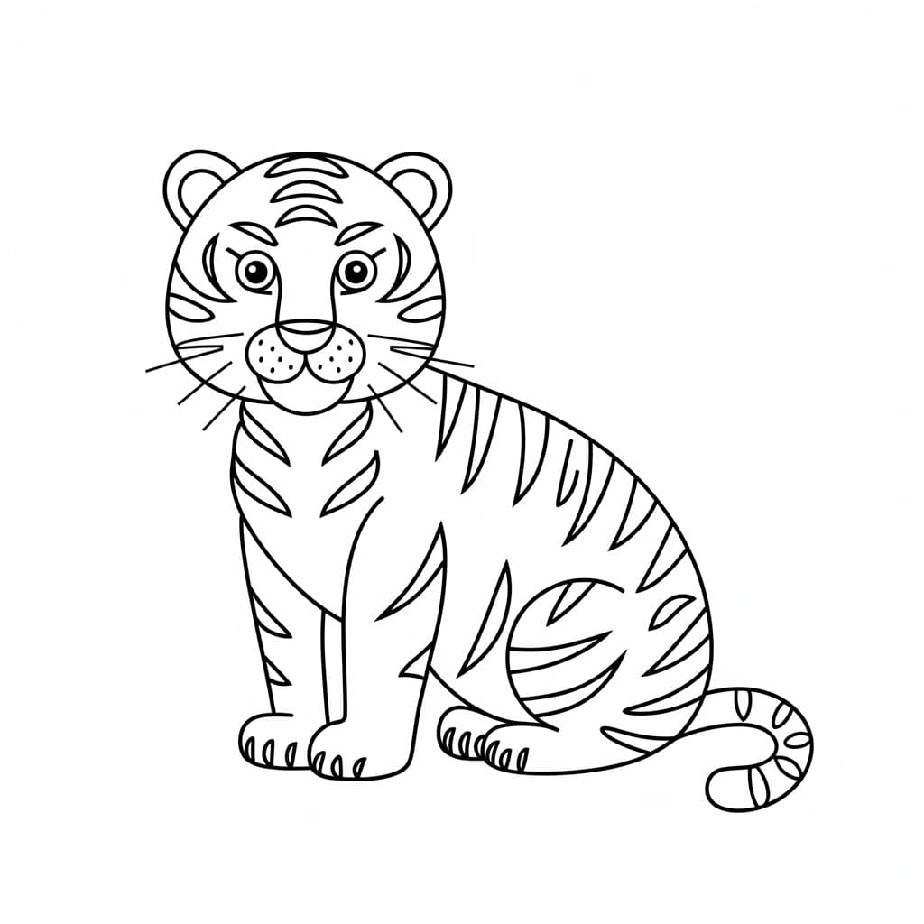 Coloriage Tigre est mignon et cool à imprimer