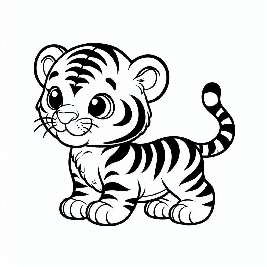 Coloriage Tigre pour bébé à imprimer