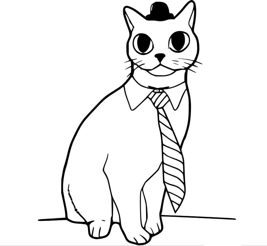 Coloriage Dessiner Chat avec cravate à imprimer