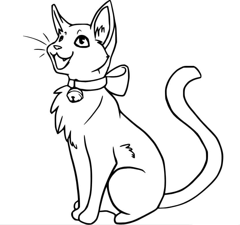 Coloriage Dessiner chat qui miaule à imprimer
