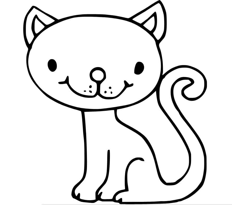 Coloriage Dessiner Petit Chat Facile à imprimer