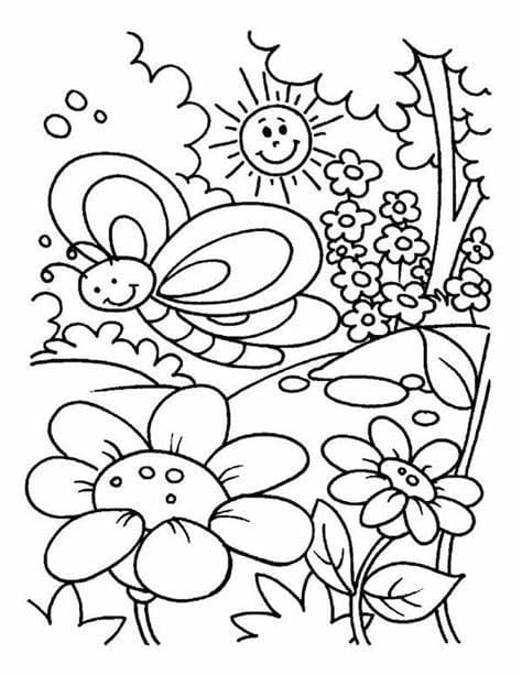 Coloriage Image de contour de jardin gratuite