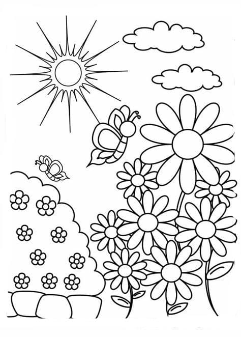 Coloriage Image de jardin pour les enfants