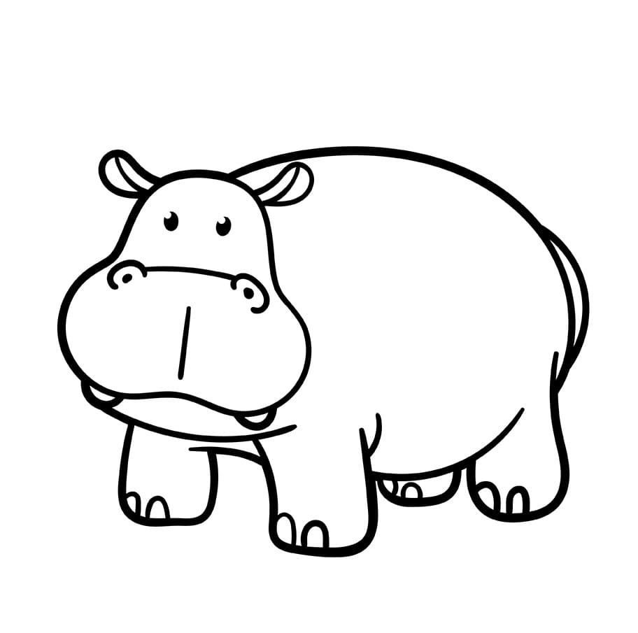 Coloriage Dessin Hippopotame 3 à imprimer