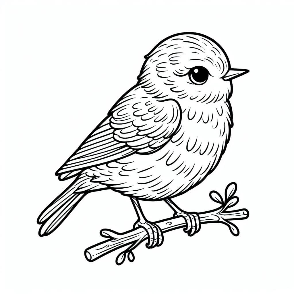 Coloriage Dessine un oiseau et un arbre à imprimer