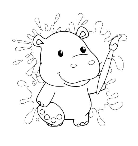 Coloriage Dessiner Hippopotame basique