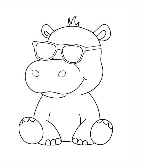 Coloriage Dessiner Hippopotame facile