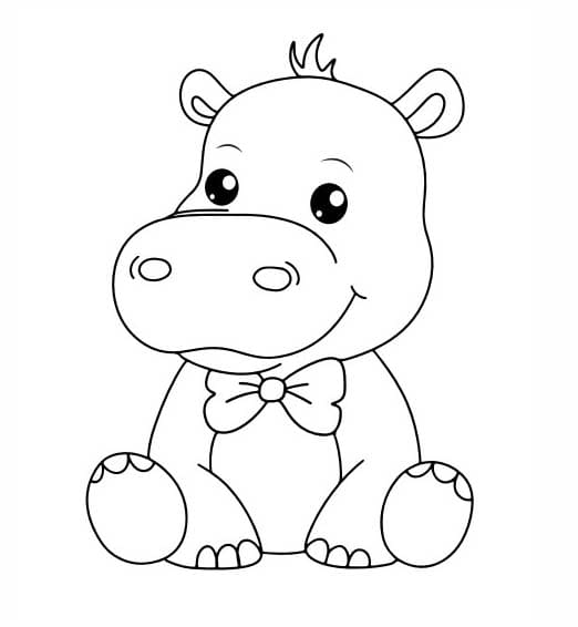 Coloriage Dessiner Hippopotame simple