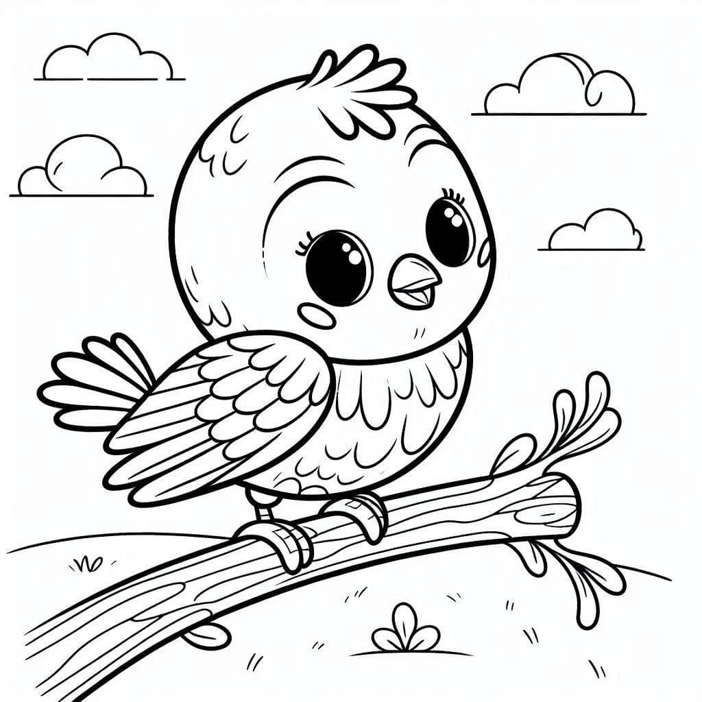 Coloriage Dessiner un oiseau mignon et facile à imprimer