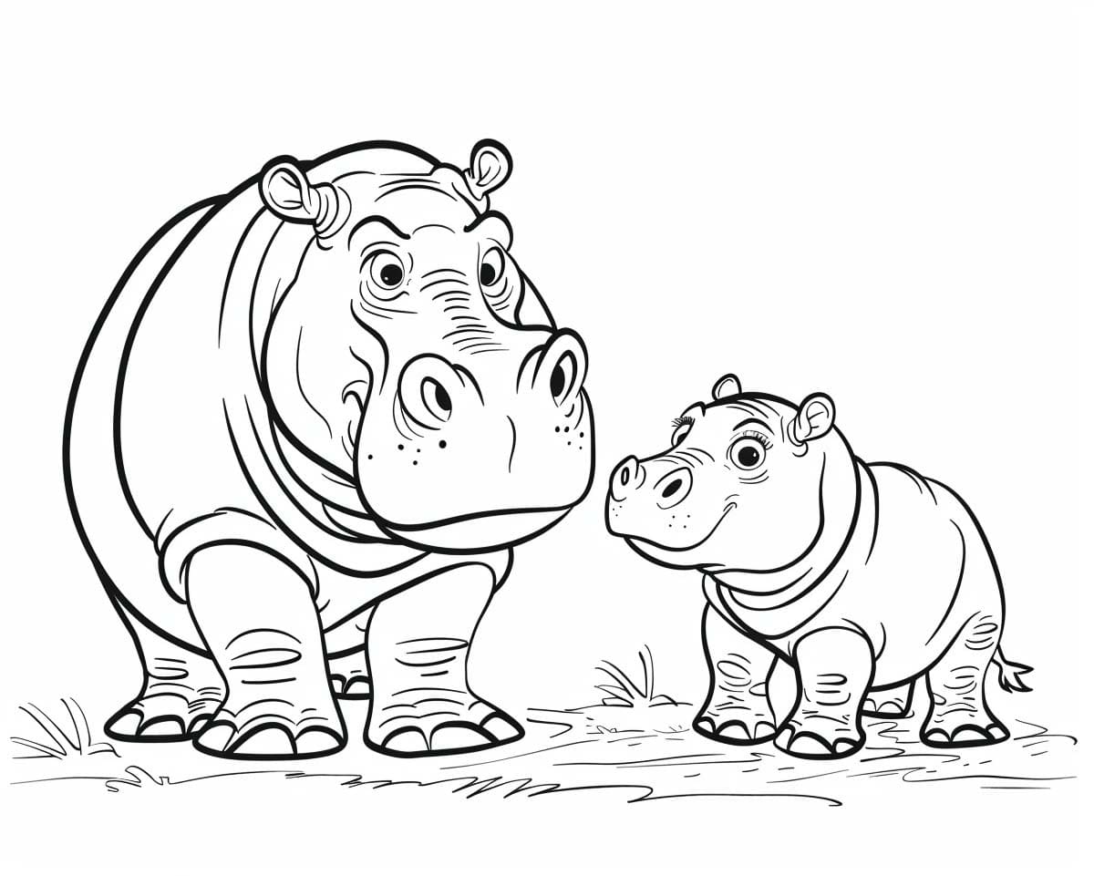 Coloriage Hippopotame 3