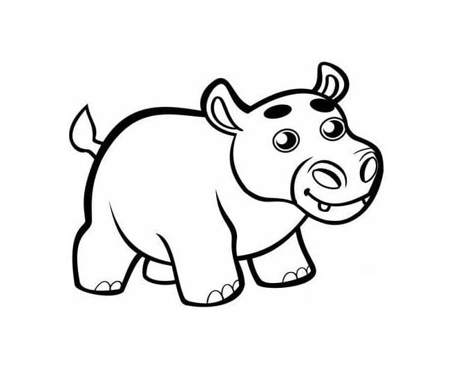 Coloriage Hippopotame basique à imprimer
