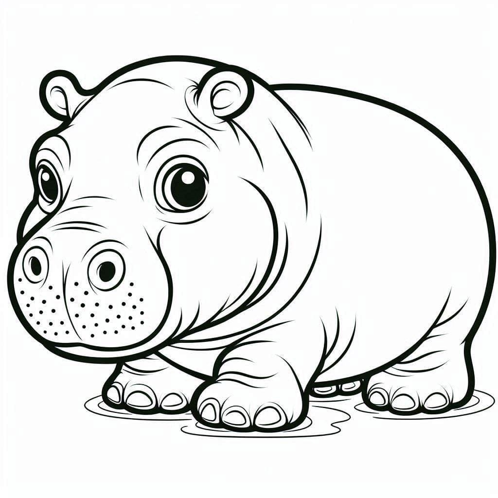 Coloriage Hippopotame chez enfants à imprimer