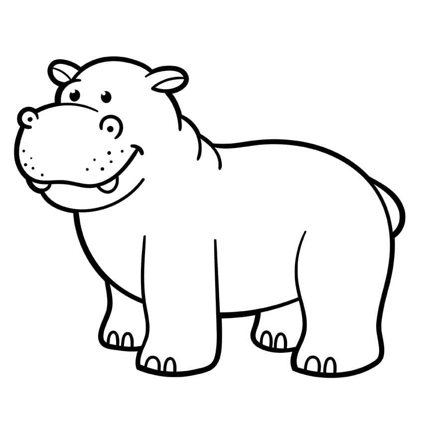 Coloriage Hippopotame facile à imprimer
