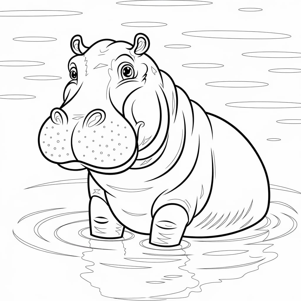 Coloriage Hippopotame gratuite à imprimer