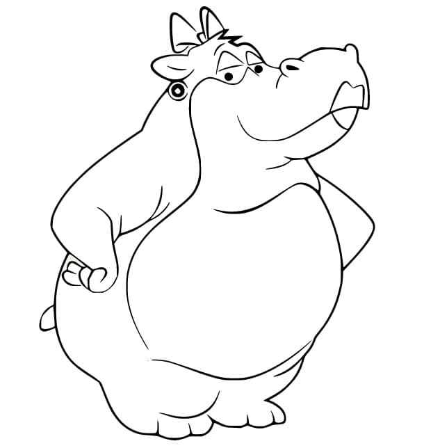 Coloriage Hippopotame imprimable pour enfants à imprimer