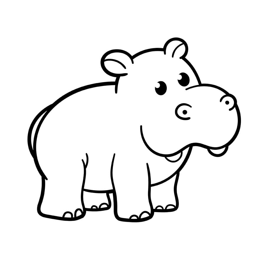 Coloriage Hippopotame simple à imprimer
