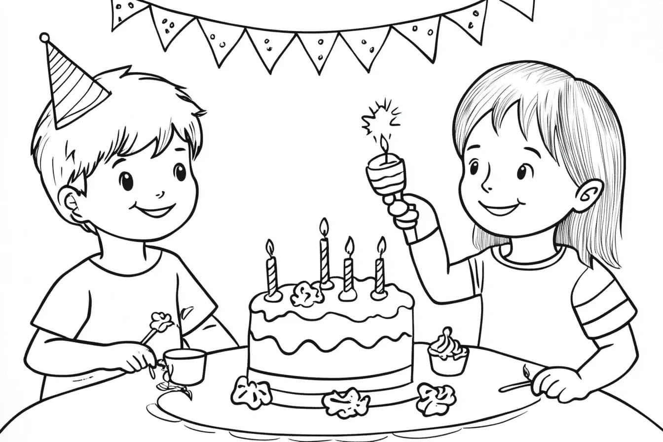 Coloriage Anniversaire 4 à imprimer