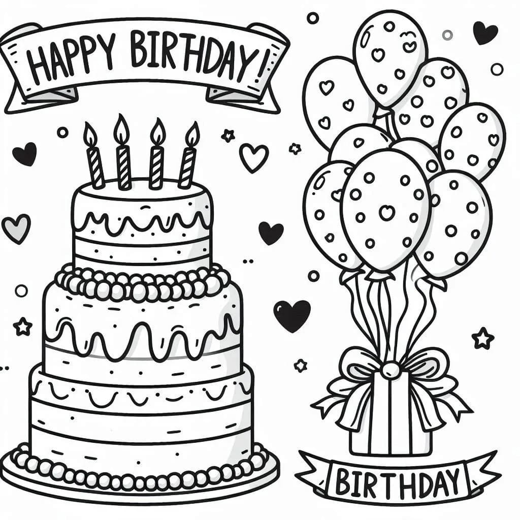 Coloriage Anniversaire imprimable pour les enfants à imprimer
