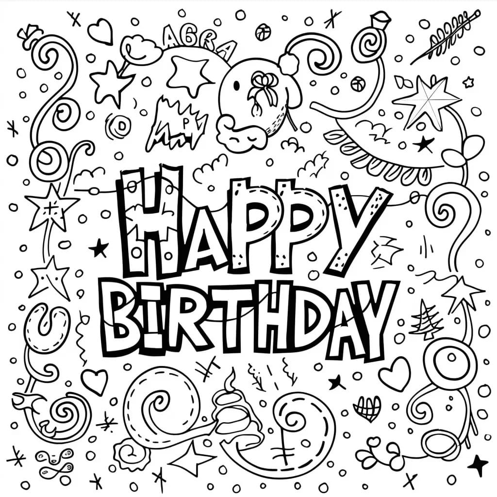 Coloriage Dessin Anniversaire imprimable pour les enfants à imprimer
