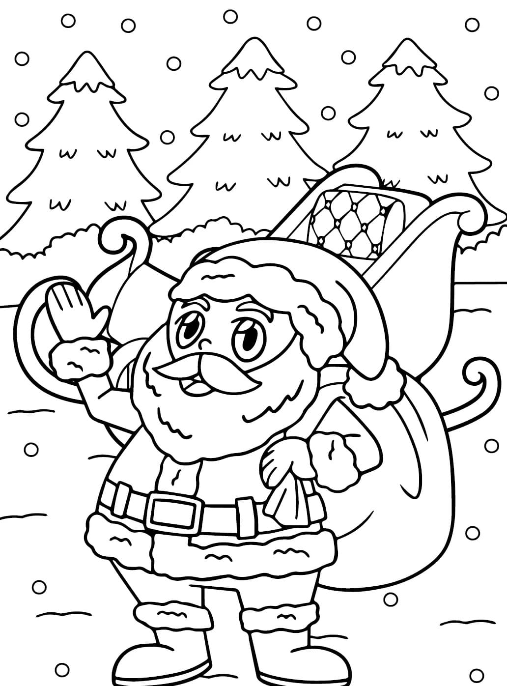 Coloriage Dessine le Père Noël heureux