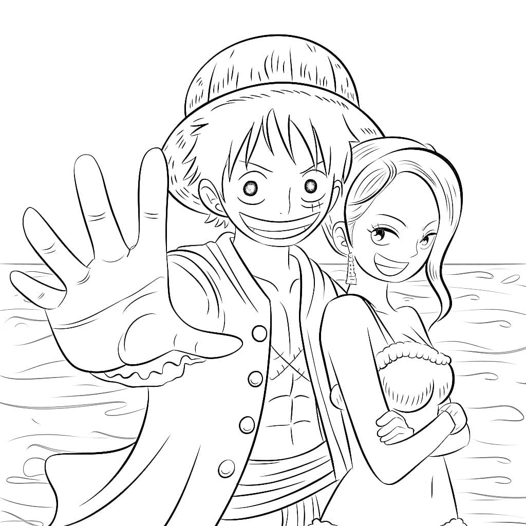 Coloriage Dessine Luffy et Nami