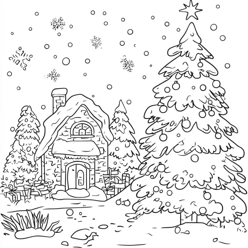 Coloriage Dessine magnifique sapin de Noël