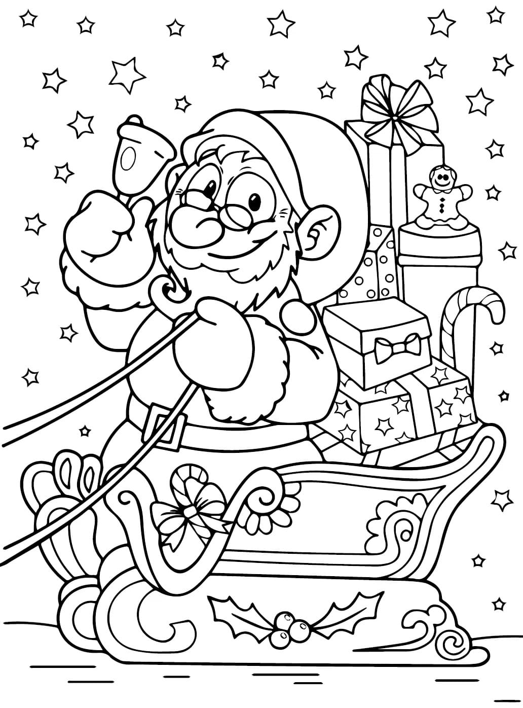 Coloriage Dessine un Père Noël mignon