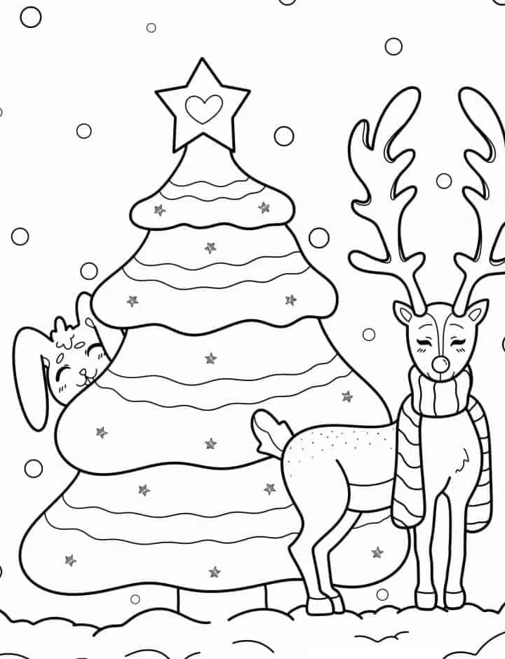 Coloriage Dessiner sapin de Noël de base