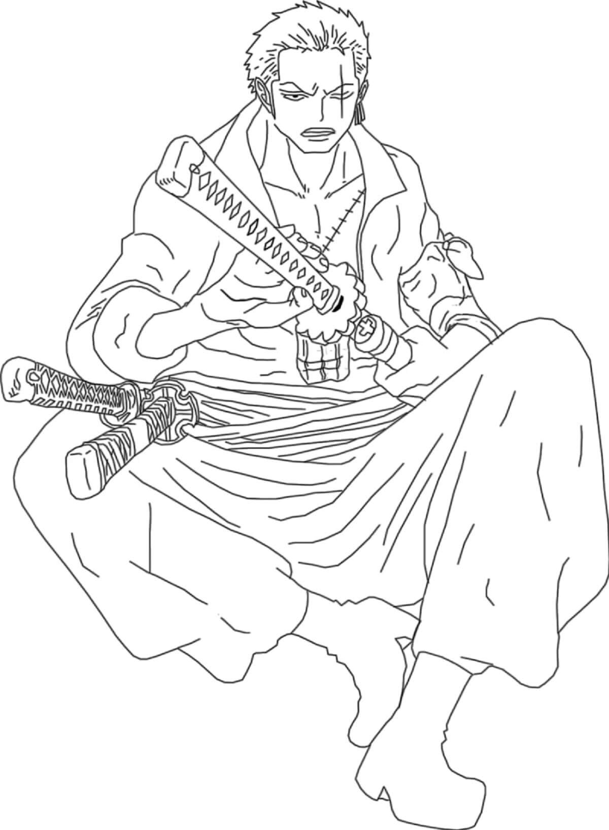 Coloriage Dessiner Zoro assis