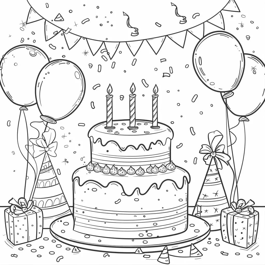 Coloriage Dessinez Anniversaire gratuit pour les enfants à imprimer