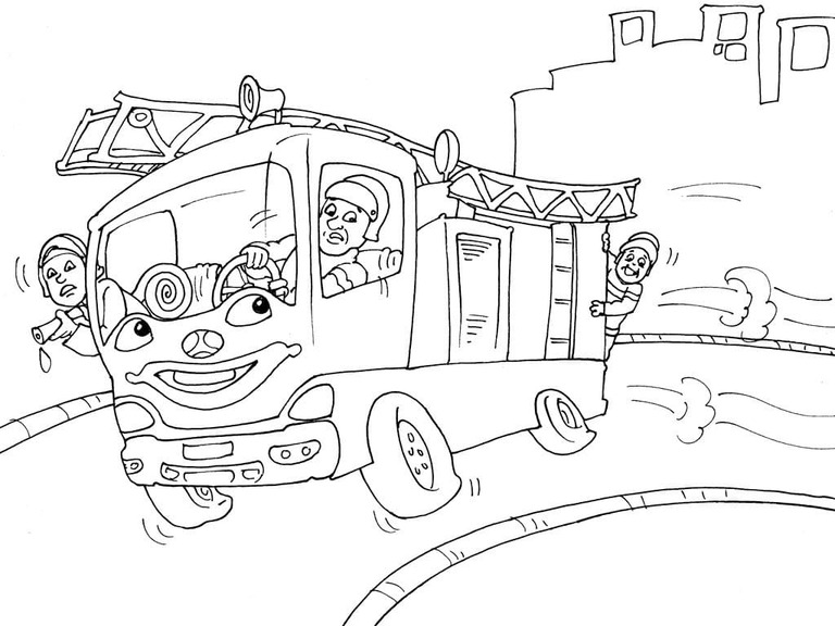 Coloriage Camion de pompier gratuit imprimable