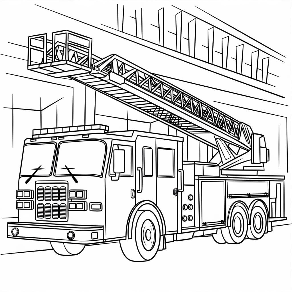 Coloriage Camion de pompier gratuit pour les enfants