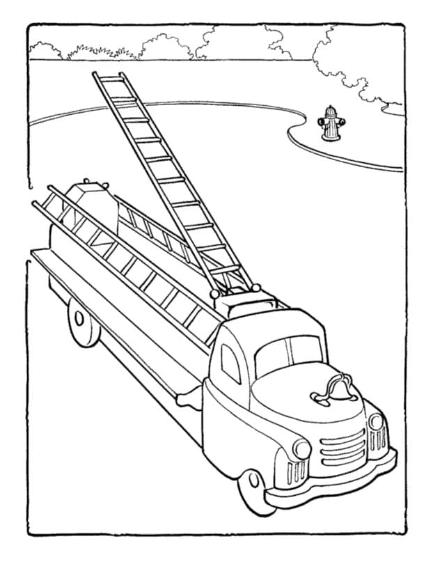 Coloriage Camion de pompier imprimable pour les enfants