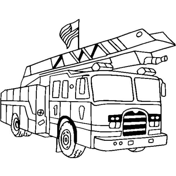 Coloriage Dessin Camion de pompier simple