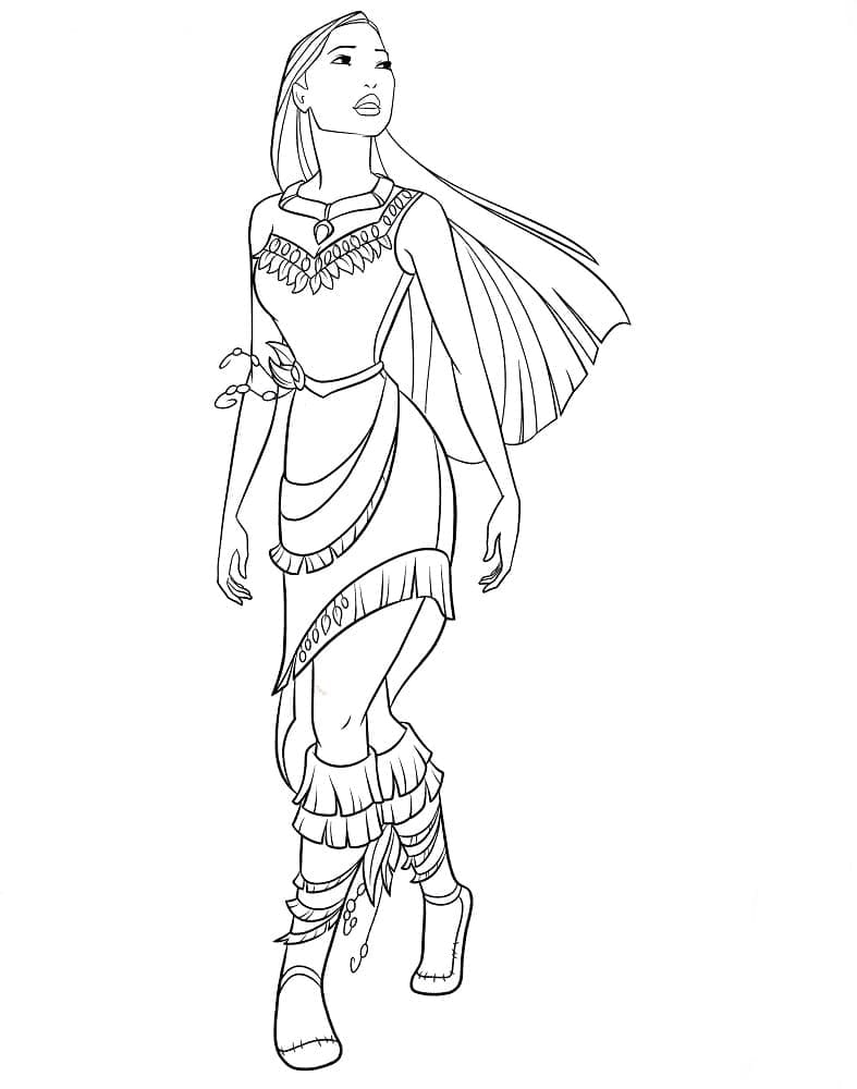 Coloriage Dessine la princesse Pocahontas