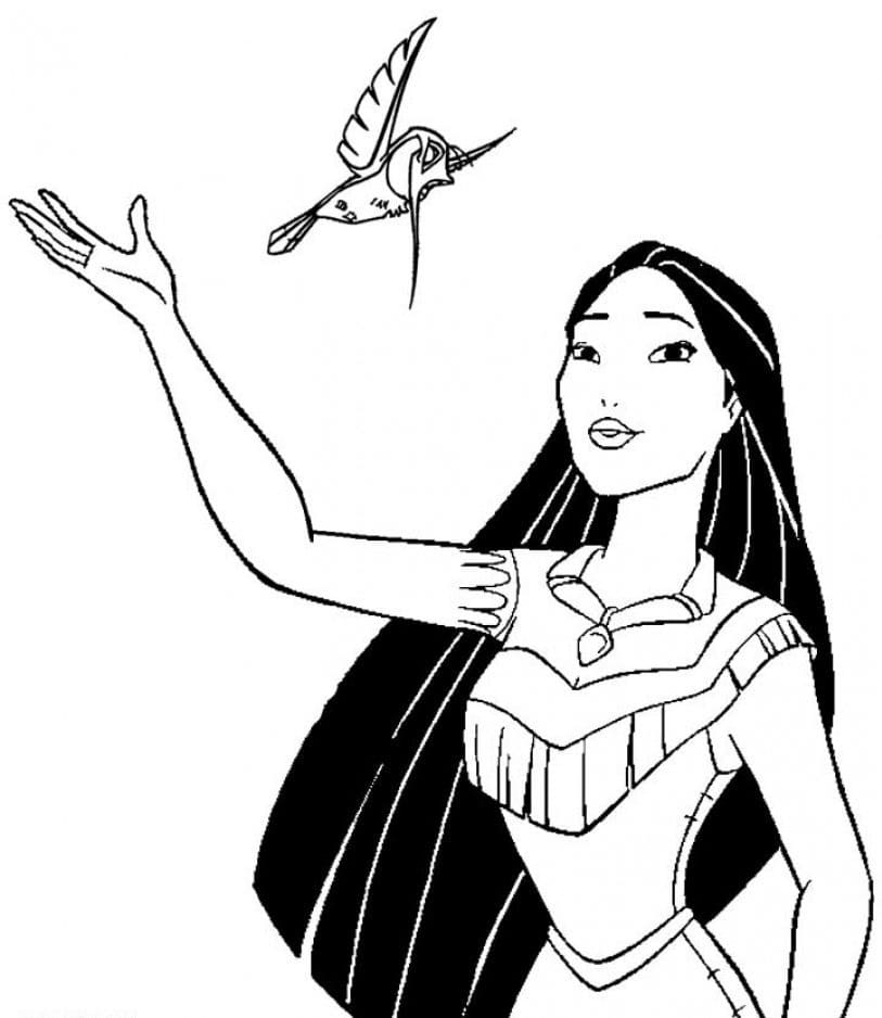 Coloriage Dessine Pocahontas et Flit à imprimer