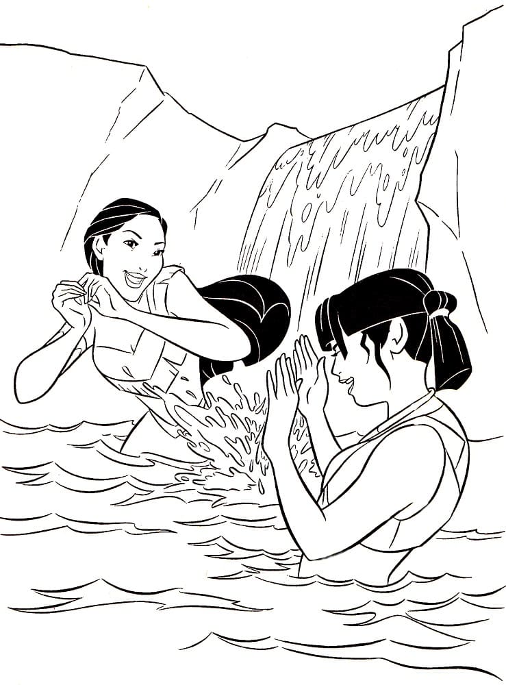 Coloriage Dessine Pocahontas et Nakoma à imprimer