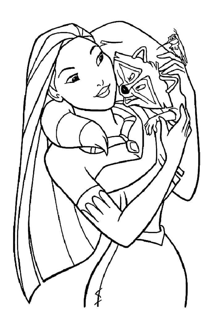 Coloriage Dessine Pocahontas souriante