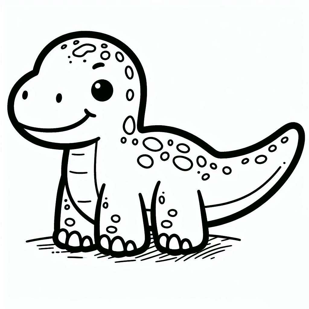 Coloriage Dessine un dinosaure souriant